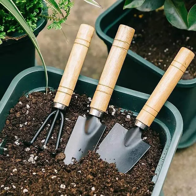 3 Piece Mini Garden Tool Set Heavy Duty Hand Tools for Indoor Plants and Flower Pots