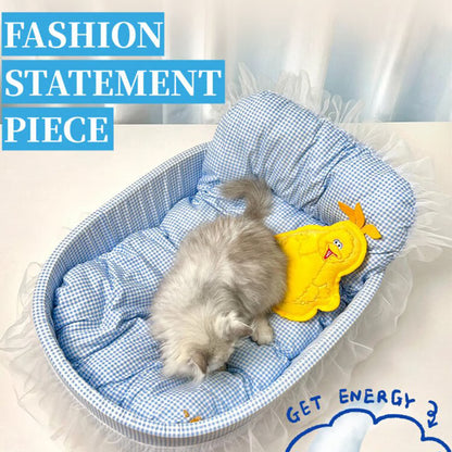 Plush Princess Pet Bed for Small Dogs & Cats Washable Oval Sofa