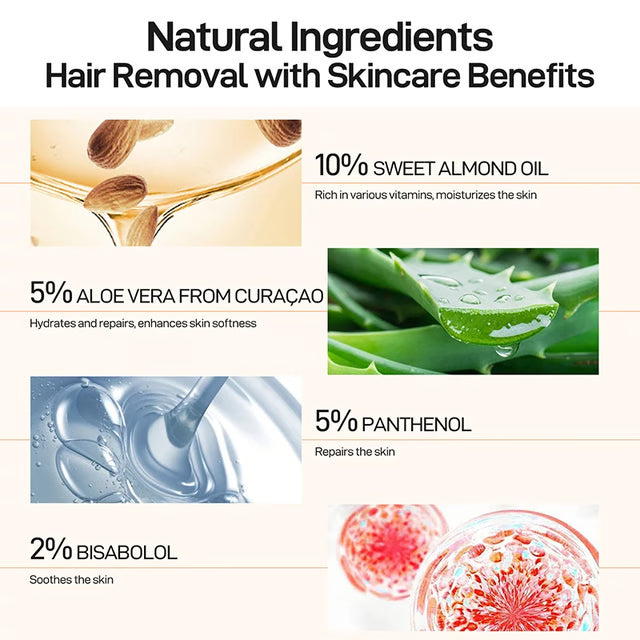 Fast Gentle Hair Removal Cream for Women, Whitening & Skin Care Depilation for Clear Lips and Underarms