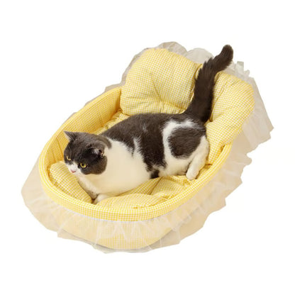 Plush Princess Pet Bed for Small Dogs & Cats Washable Oval Sofa